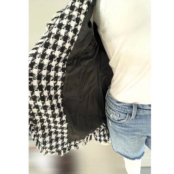ALANIA black and white shimmer houndstooth blazer M L - Picture 8 of 9